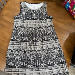 White and Black paisley Tank Dress